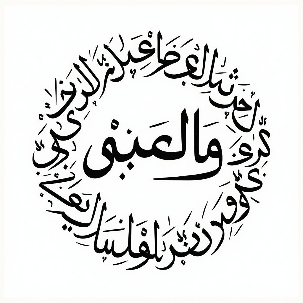 Handwritten Arabic calligraphy features names integrated in a circular format. The design includes the name سيف. The calligraphy showcases artistic handwriting.