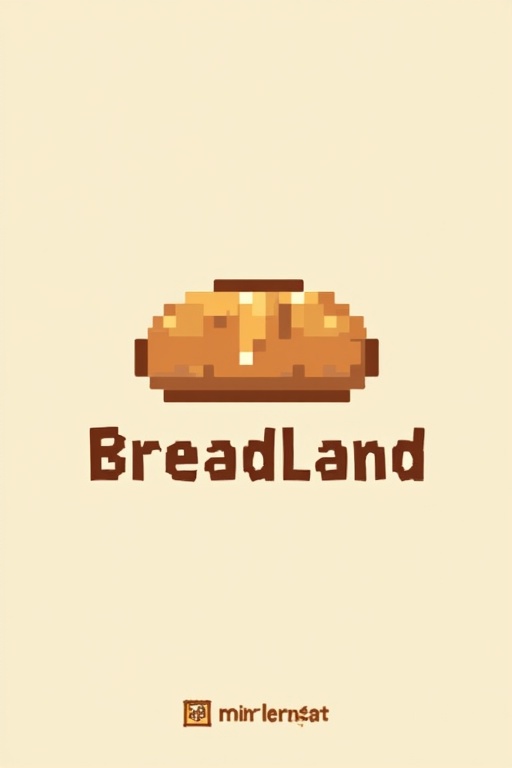 A clean logo design for a Minecraft server called Breadland featuring a pixel bread icon and playful typography in simple colors