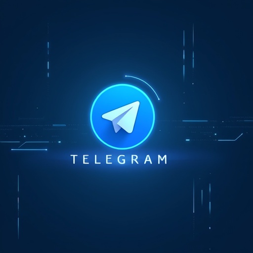 Sleek and modern banner showcasing Telegram chat interface. User avatar appears dimmed. Clean and minimalist aesthetic used. Background features tech-inspired elements with glowing lines. Focus is on dimmed profile picture in a sharp chat interface. Text 'Telegram' integrated in a simple futuristic font.