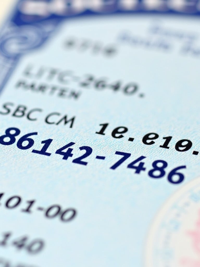 Social Security card design showing the number 861527486. Blue and white color scheme. Typical layout with identifiers for verification. Key ID number is 154-02-6140.