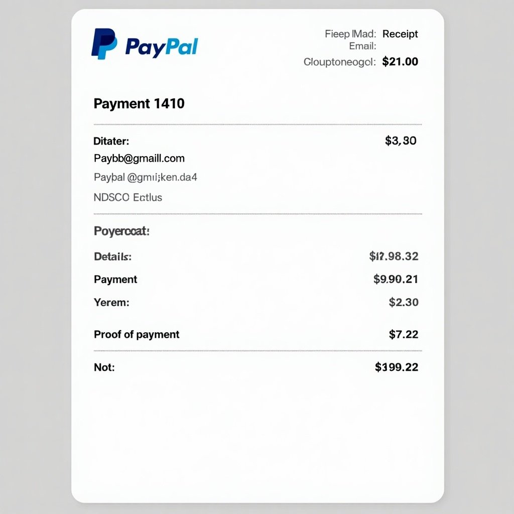 Image of a PayPal payment receipt showing transaction details. The receipt displays a payment amount with email address. It serves as an important financial record.