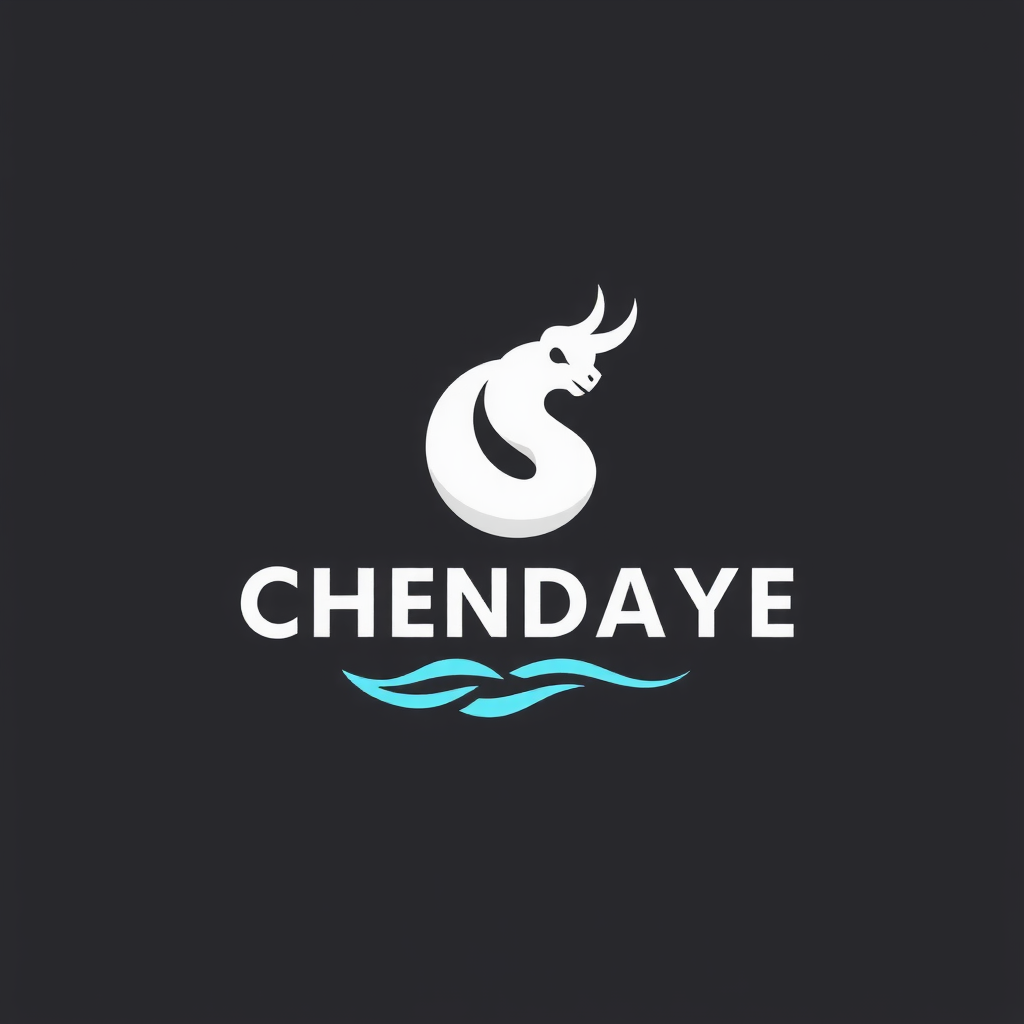 A stylized white serpent curls above the word 'CHENDAYE' with blue waves beneath it, set on a dark background.