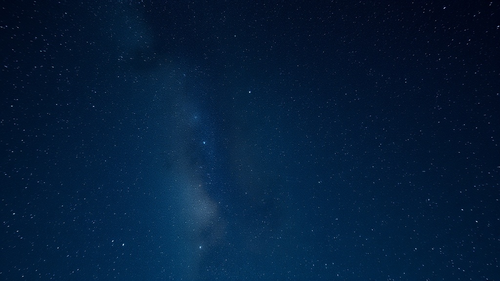 This image captures a serene night sky filled with countless stars scattered across a deep blue canvas. The faint but distinguishable presence of the Milky Way adds a sense of wonder and vastness, inviting viewers to ponder the mysteries of the universe. The stars twinkle gently, creating a calming and peaceful atmosphere.