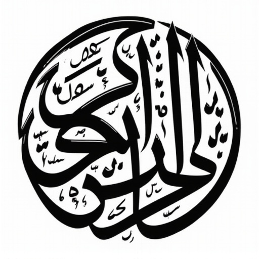 Circular Arabic calligraphy design featuring the name الضرر in a complete and filled shape. Emphasizes beauty of the script. Elegant and intricate design.