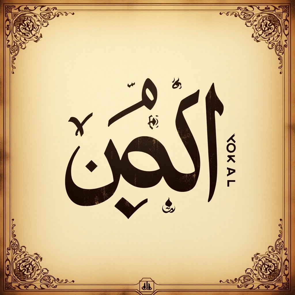 Name Ali Ozkan written in Arabic calligraphy. Background is antique design that conveys love.