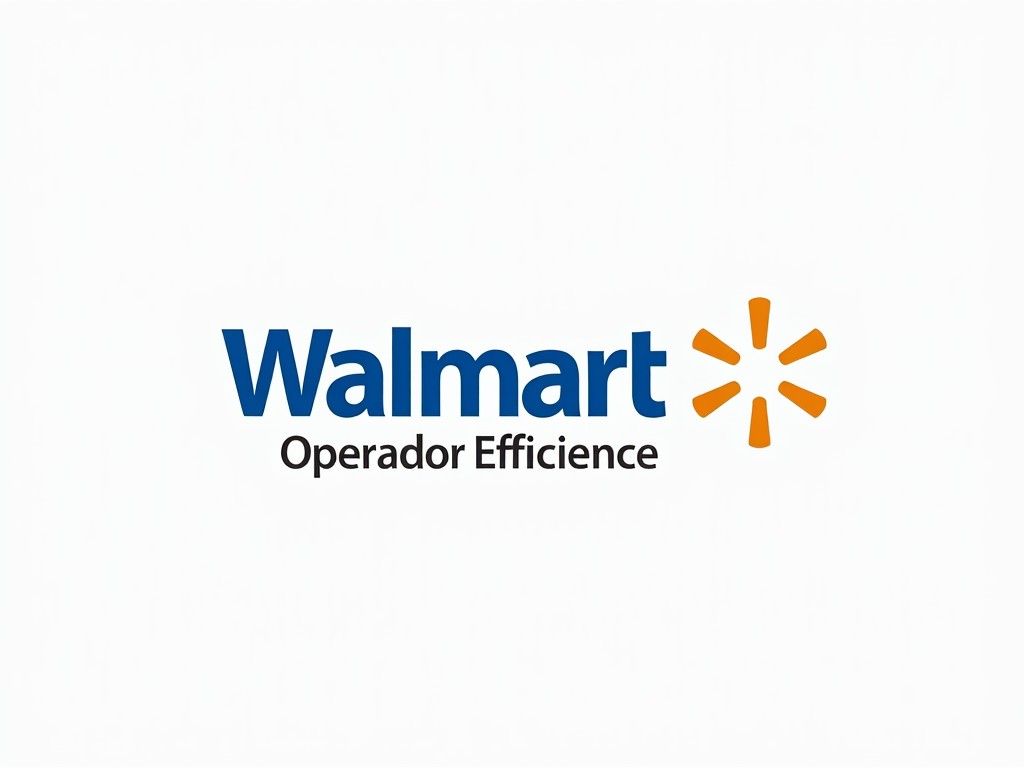 An executive-style logo featuring the phrase 'Operador Eficiente' combined subtly with the Walmart logo. The design should look professional and polished, using a clean, corporate font. Incorporate Walmart-inspired elements in a sophisticated way. Use shades of blue and gray for a formal look, emphasizing reliability and efficiency in the style. This logo is intended for business and corporate applications.