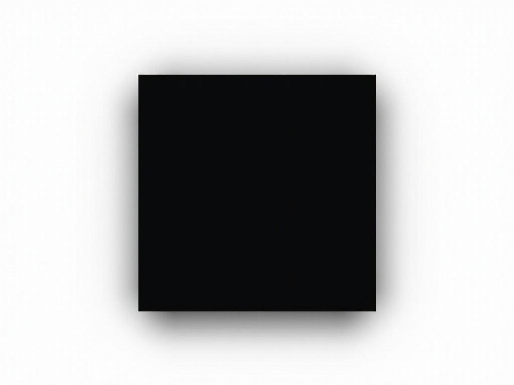 The image features a solid black square set against a soft white gradient background. It exudes a minimalist aesthetic, making it ideal for various artistic and design applications. The black square is perfectly centered, drawing attention to its uniform simplicity. The soft lighting adds a delicate touch, creating gentle shadows around the edges. This piece embodies modern art principles, focusing on the beauty of simplicity and negativity space. It's suitable for backgrounds in digital projects or as a contrasting element in a colorful design.