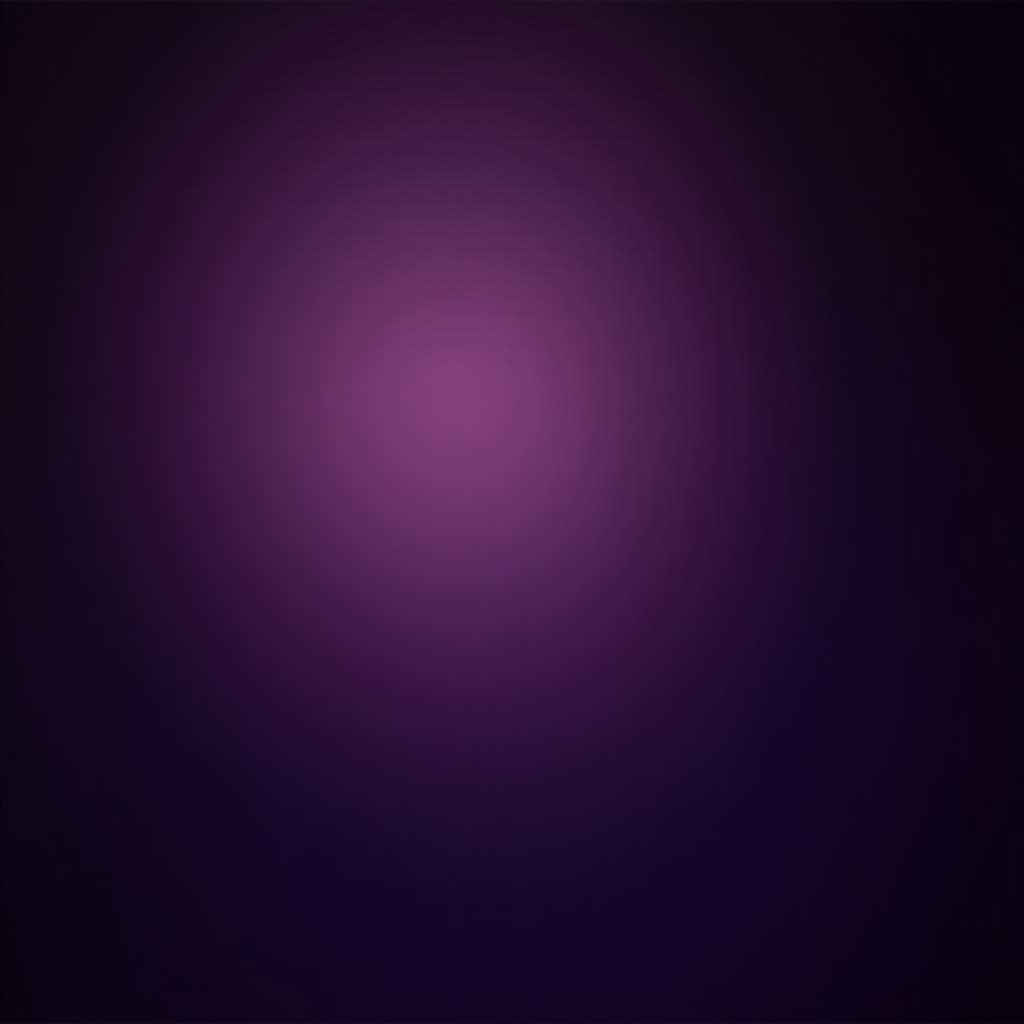 This image features a dark purple background with soft mood lighting. The lighting transitions smoothly through radial gradients, providing a calming and atmospheric effect. The central area is illuminated more brightly, drawing the eye inward. The overall mood is deep and contemplative, evoking feelings of tranquility. This design element can serve various purposes in digital media or print.