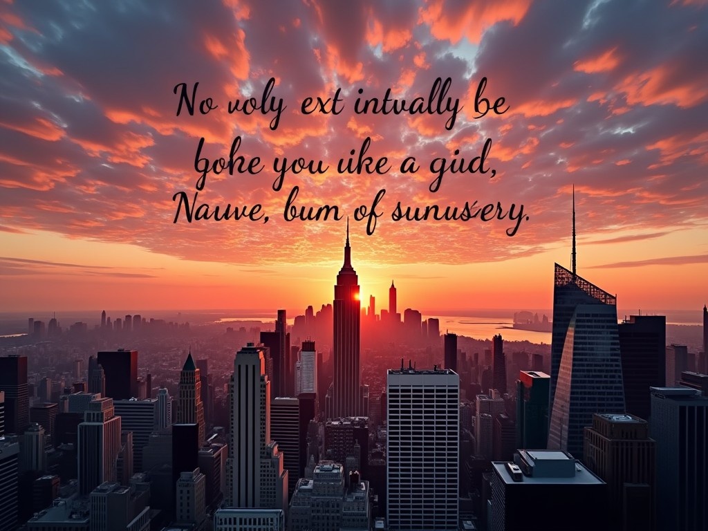 This image features a breathtaking sunset over the iconic New York City skyline, with the Empire State Building prominently displayed. The sky is filled with vibrant hues of orange, pink, and purple, creating a serene atmosphere. Overlaying this stunning scene is a motivational quote that inspires positivity and reflection. The quote invites viewers to embrace life's journey and find joy in every moment. Overall, the image captures the essence of urban beauty and optimism, perfect for sharing in inspired contexts.