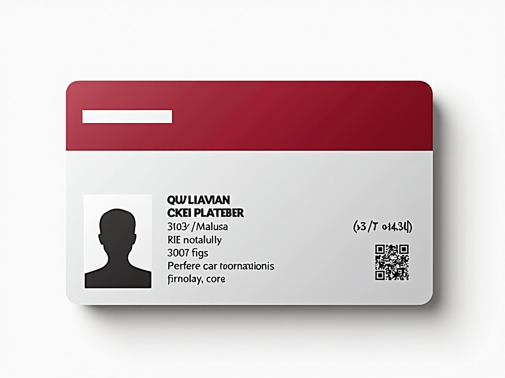 This image presents a realistic representation of a Latvian ID card. The card features the colors of the Latvian flag, predominantly red and white. It includes various fields for personal information, including a space for a photo and a unique identification number. The design mimics official ID cards used in Latvia, making it suitable for illustrative purposes. The sleek, modern layout emphasizes clarity and functionality.