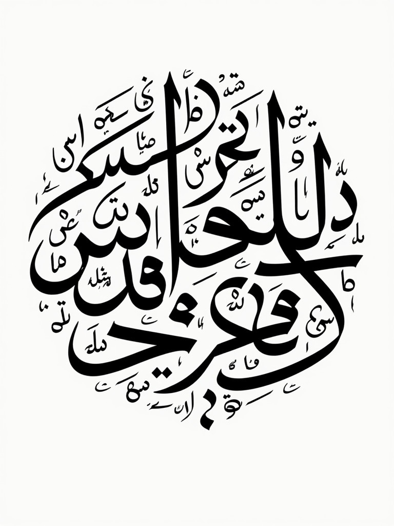 Arabic calligraphy features the names سید ذیشان حیدر نقوی. Design arranged in a circular shape. Calligraphy occupies the full area. Background is plain and bright.