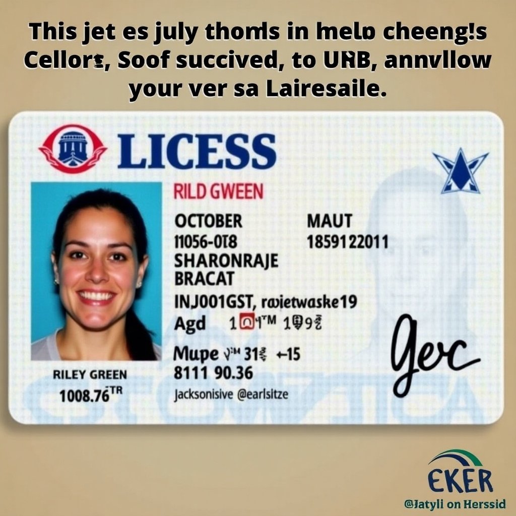 Image features a USA driver's license. License shows name, date of birth, age, and issuing location. Important for identification in the U.S.