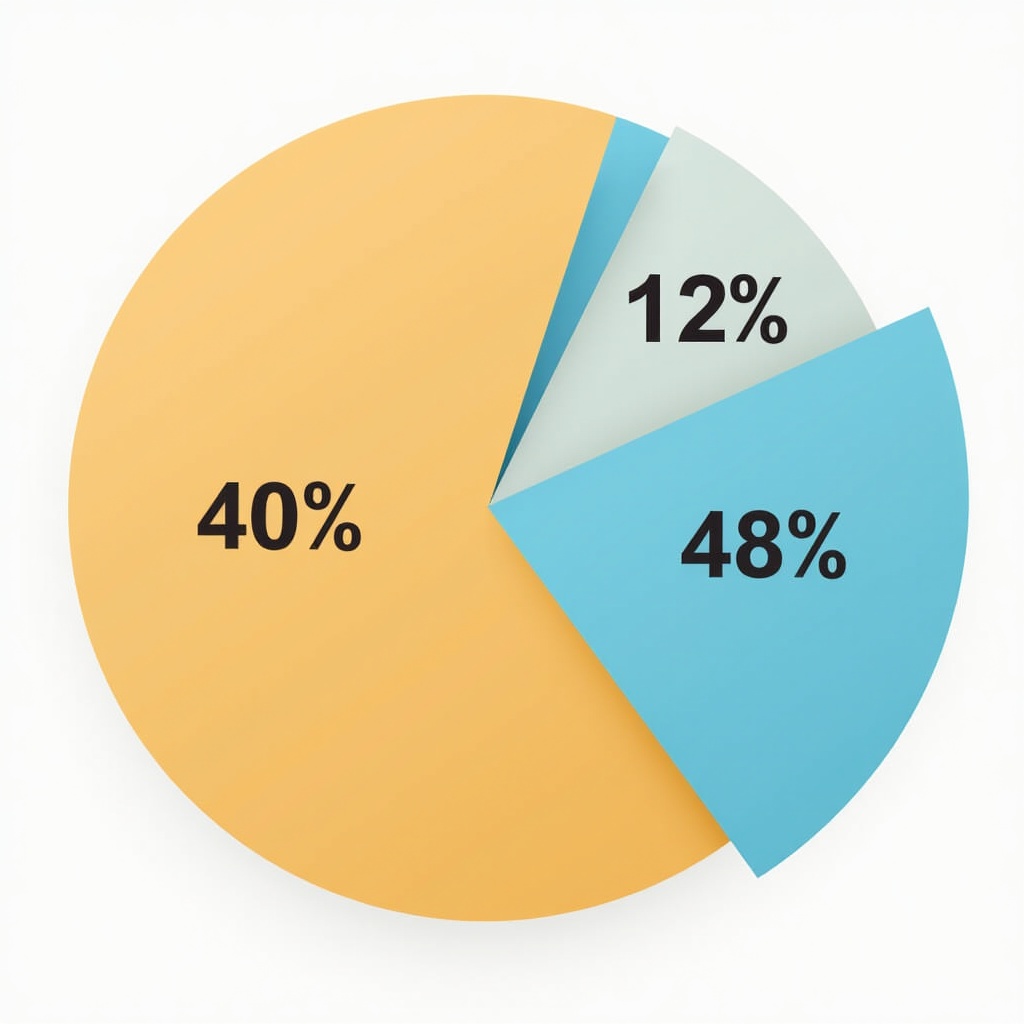 Pie chart displaying segments for 40%, 12%, and 48%.