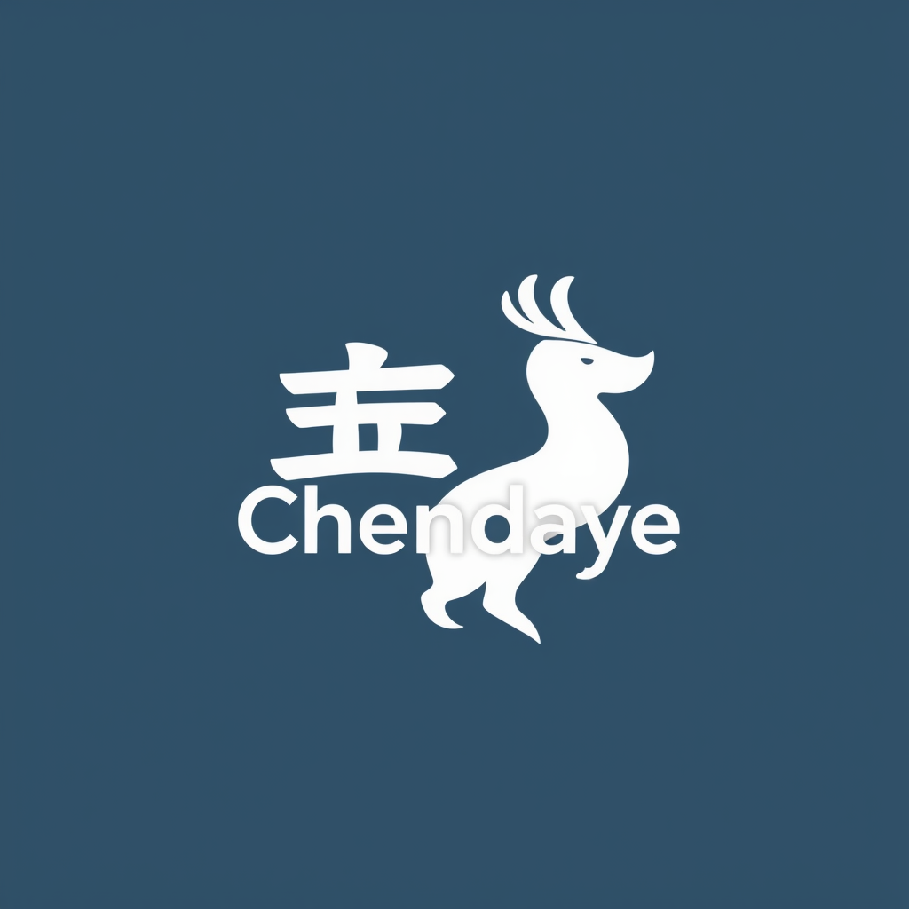 A stylized white deer logo with antlers next to the name "Chendaye" on a dark blue background.