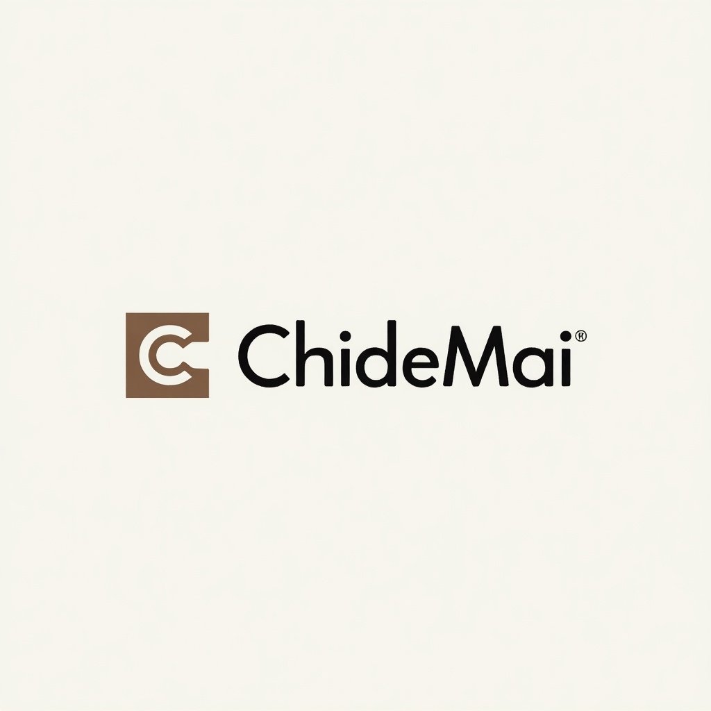 Logo for an interior design website. The company name is ChideMai. Bold and minimalistic design. Neutral colors used in the logo.