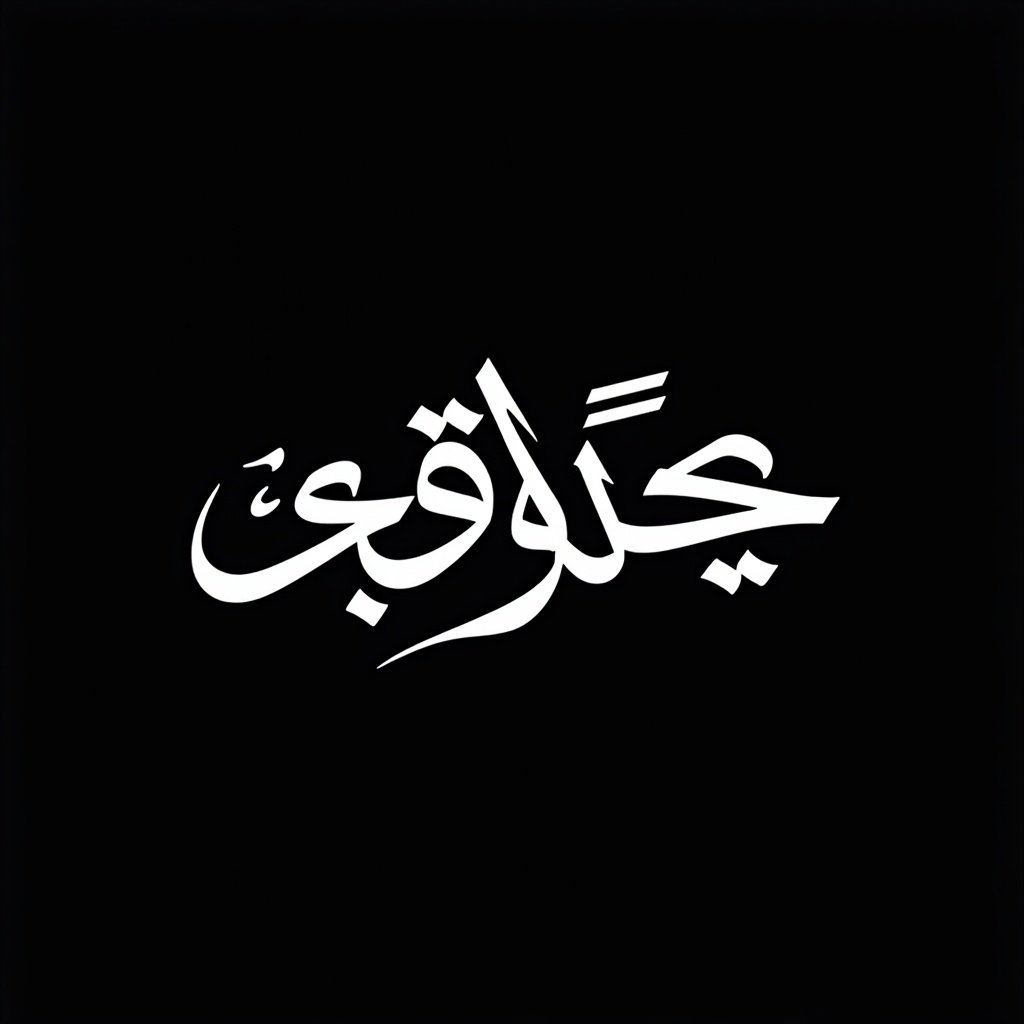 Stylized Arabic calligraphy features white characters on black background. Characters are fluid and expressive with intricate loops and curves. Emphasis on depth and grace in modern interpretation of traditional art. This design represents the title 'Yankee' for a comic called 'Hikaya'.