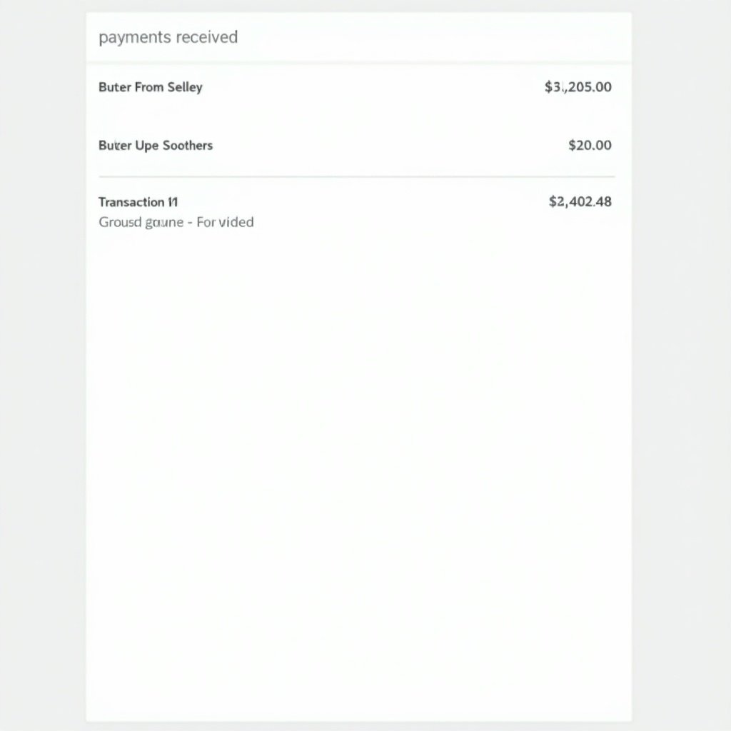 Digital receipt displaying payment details. Receipt shows seller names and payment amounts. Includes transaction ID and transaction date.