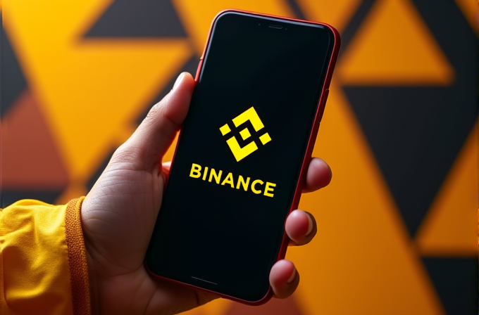 A smartphone displaying the Binance logo, symbolizing digital currency and trading platforms.