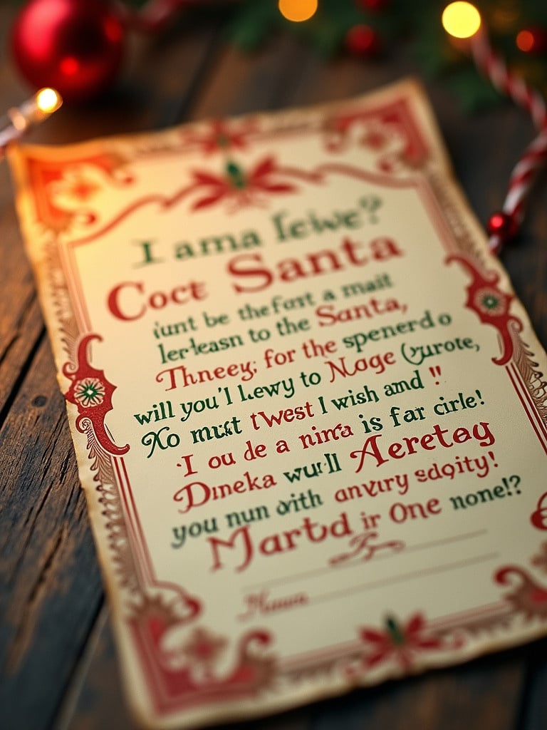 Special paper with elf handwriting in crayon. The letter from Santa brings joy to children. It reads a fun Christmas message. Magical essence enhances the delightful appearance. Seasonal colors create a festive look.