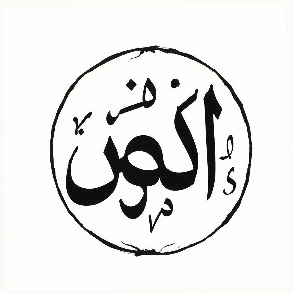 Handwritten Arabic calligraphy name in circular format. Name integrated seamlessly. Name آلعدن.