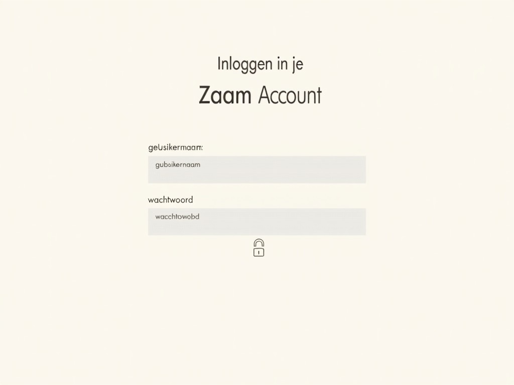 Login screen with fields for username and password, labeled in Dutch, with a minimalistic design and neutral colors.