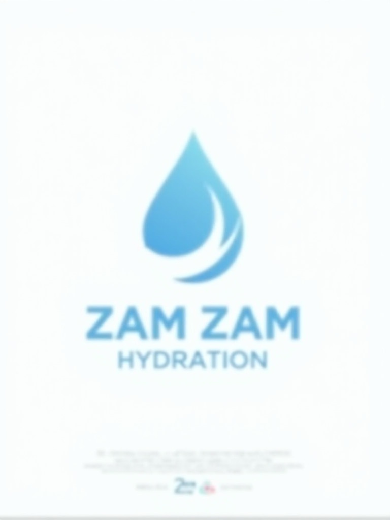 Logo design for Zam Zam Hydration company. Features a blue stylized water droplet. Name Zam Zam Hydration below the droplet in bold modern font. Clean professional aesthetic for healthcare.