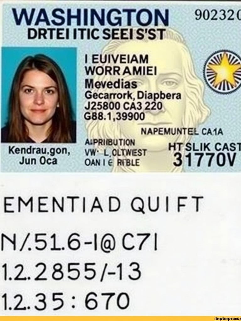 Generate a driver's license for Washington state with details like license number, name, address, height, weight, and birthday which is November 13th 1985. Show identification features clearly.