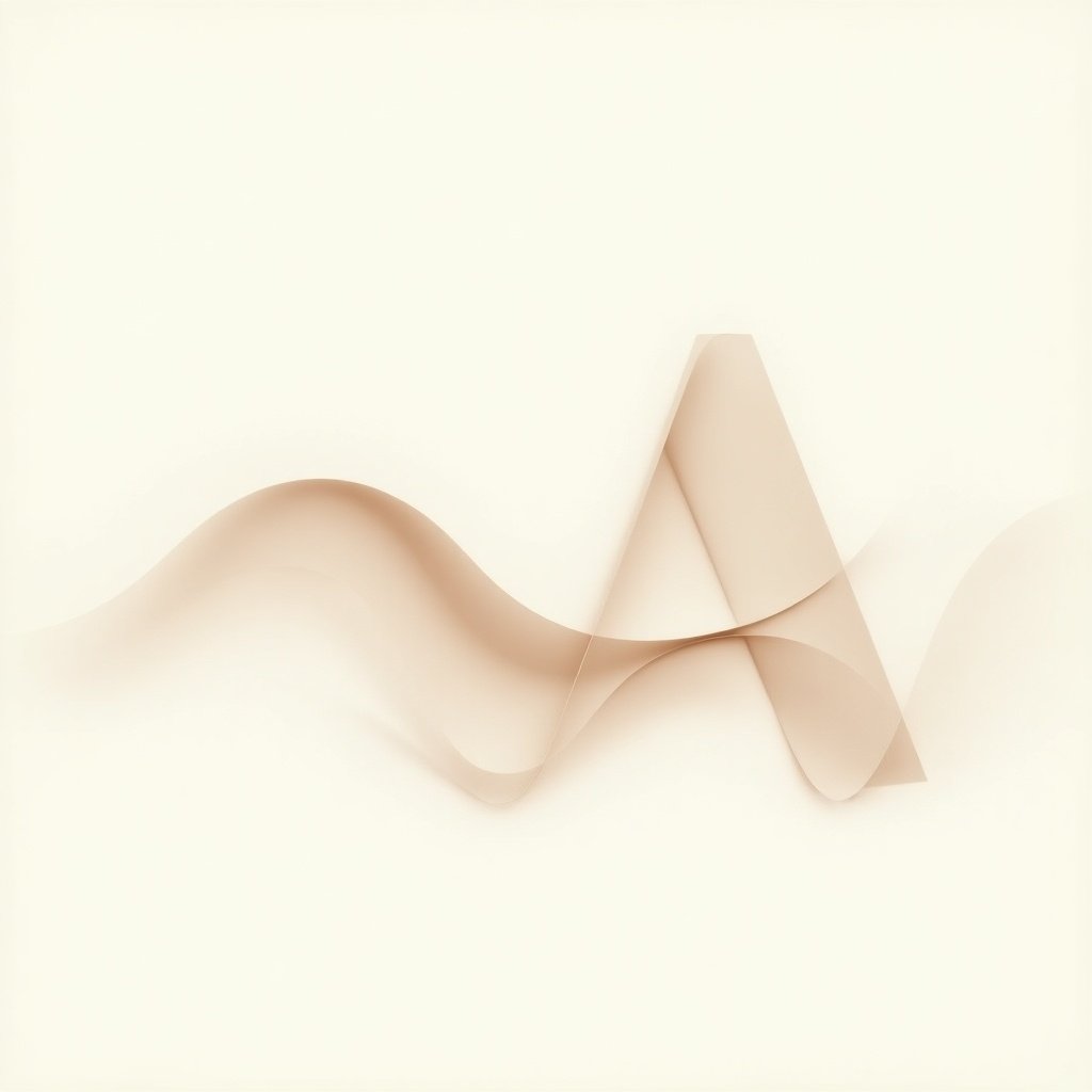 Abstract image featuring soft, curvy lines creating a wave-like shape resembling the letter A over a light background. Minimalist and artistic in style.