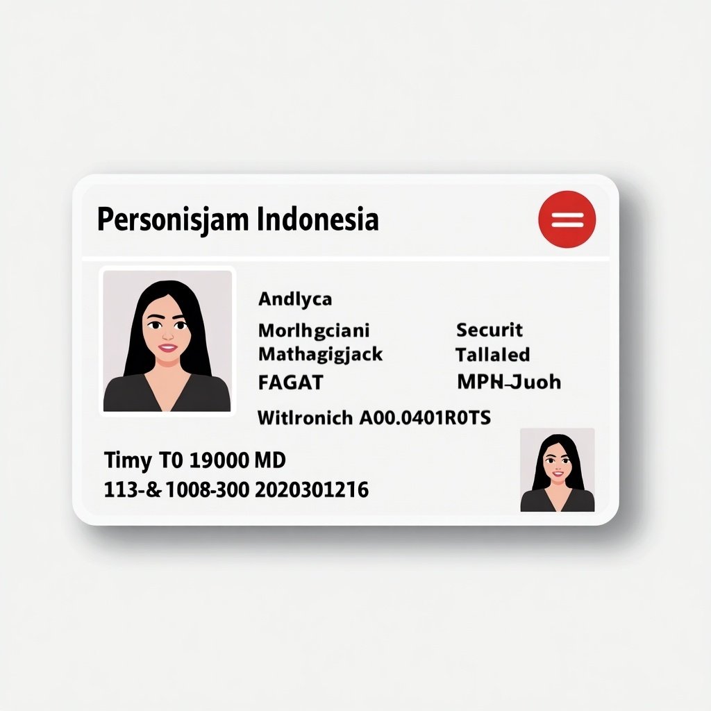 Generate a design for an Indonesian ID card. Include elements for personal identification and security features.