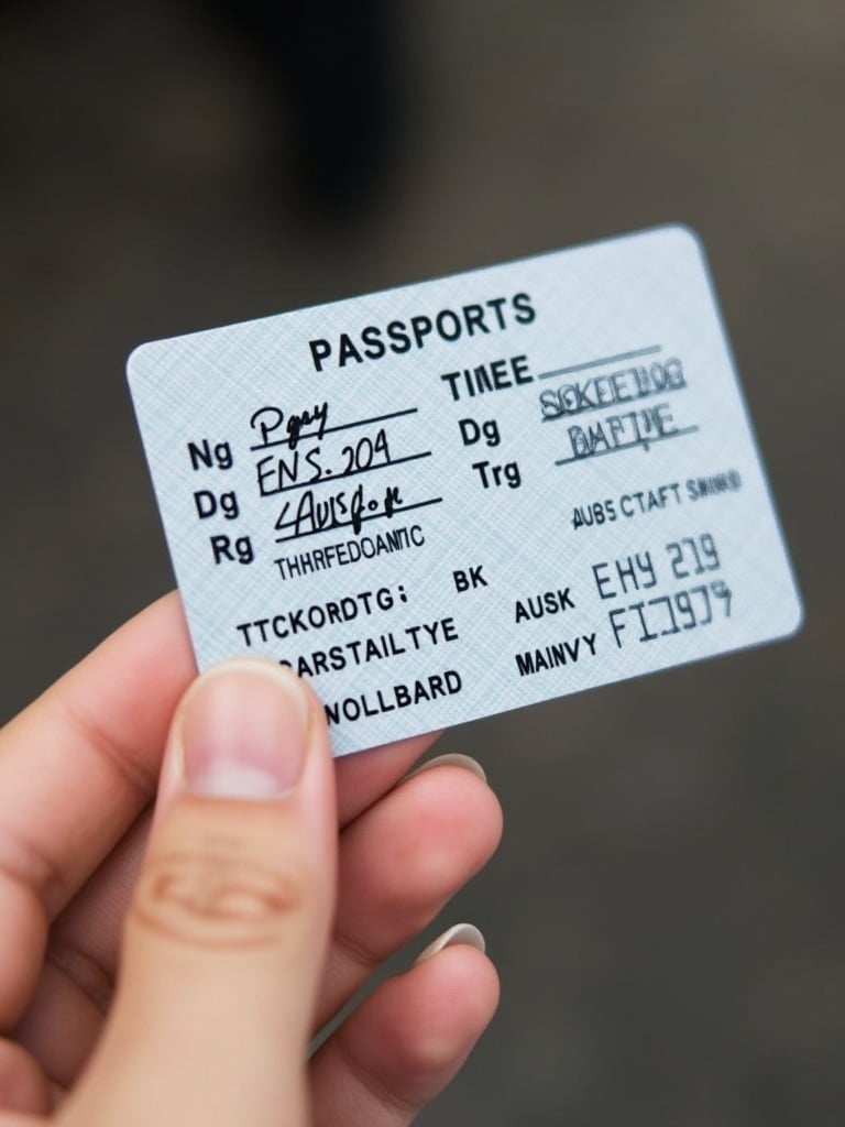 An ID card of a passport shown being held in a hand. The card has personal identification details.