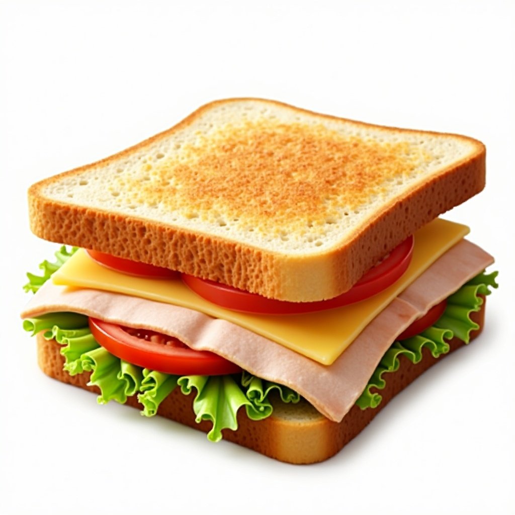 Toast sandwich with one slice of smoked turkey and cheese iceberg lettuce and tomato and mayonnaise.