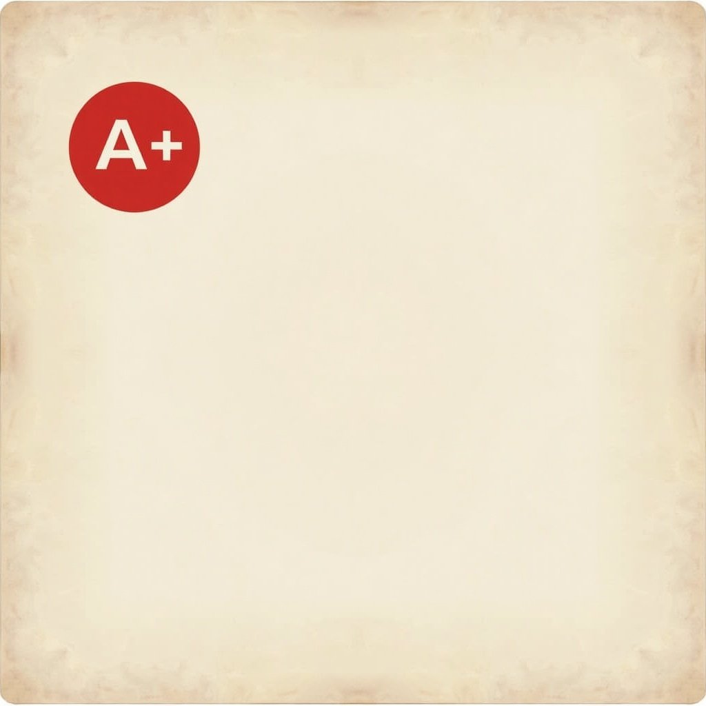 Design a test front page. Include a red circle with an 'A+' and a message about light work for someone smart.