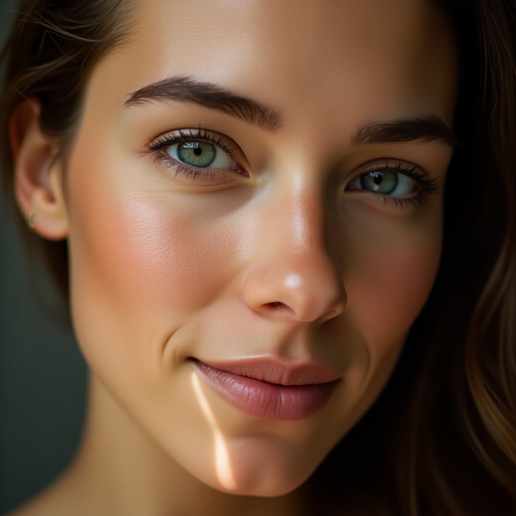 Close-up shot focusing on hair and ear. The image features soft lighting and warm tones, capturing a natural beauty.