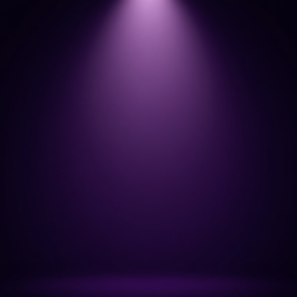 Dark purple background with soft mood lighting. Lighting transitions through radial gradients. Central area illuminated brightly. Overall mood is deep and contemplative. Design element for digital or print media.