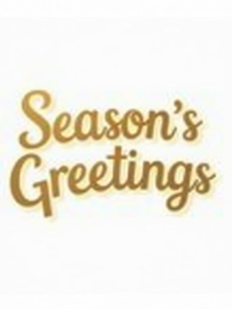 The image features a shiny gold 3D lowercase 'Season's Greetings'. The background is white and transparent. The text appears to be playful and festive.