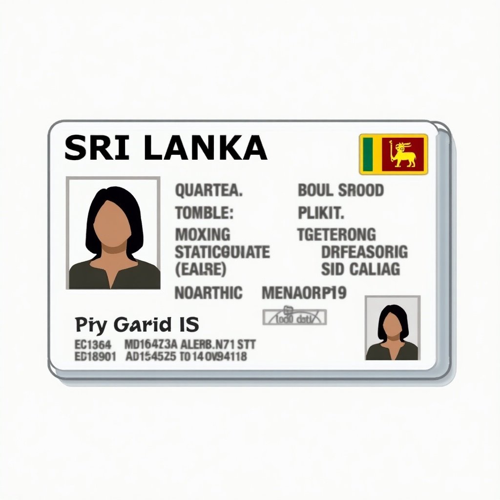 Design for an Sri Lanka ID card. Elements for personal identification. Security features included.