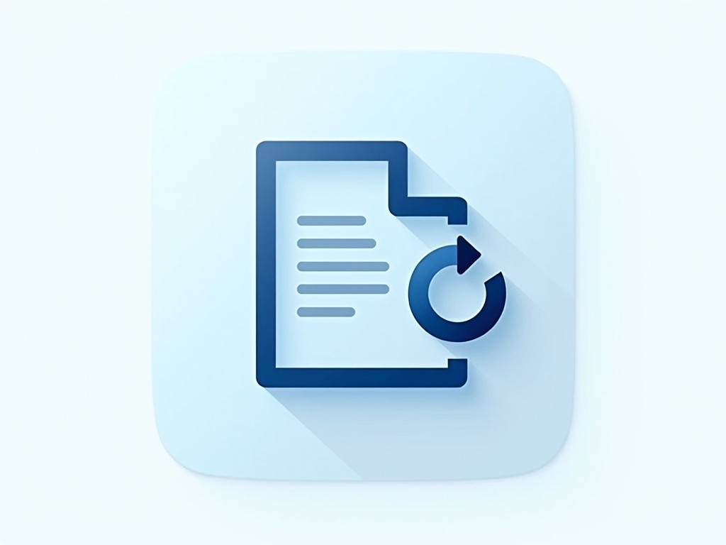 an illustration of a document with a refresh symbol in a flat design style