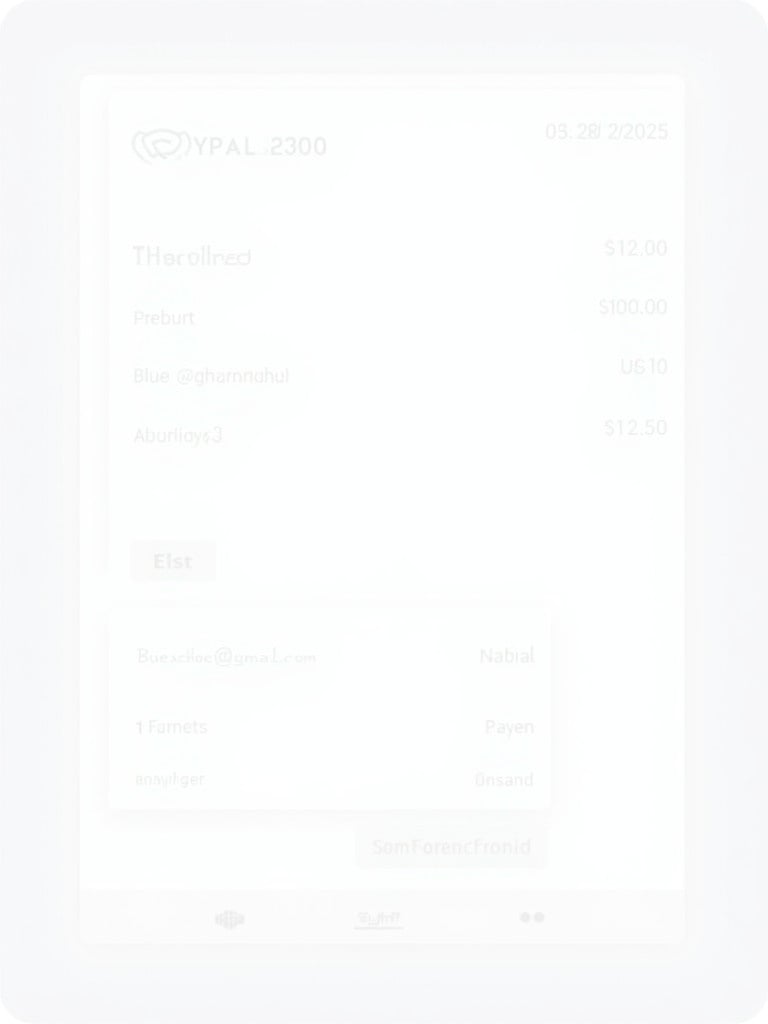 Image of a PayPal payment receipt. Transaction amount is $1200.00 (USD). Payer's email address is Bluexchloe@gmail.com. Date shows 03.28.2025 at 05:04. Clean design with PayPal logo. Receiver username is Bluexchloe@gmail.com.