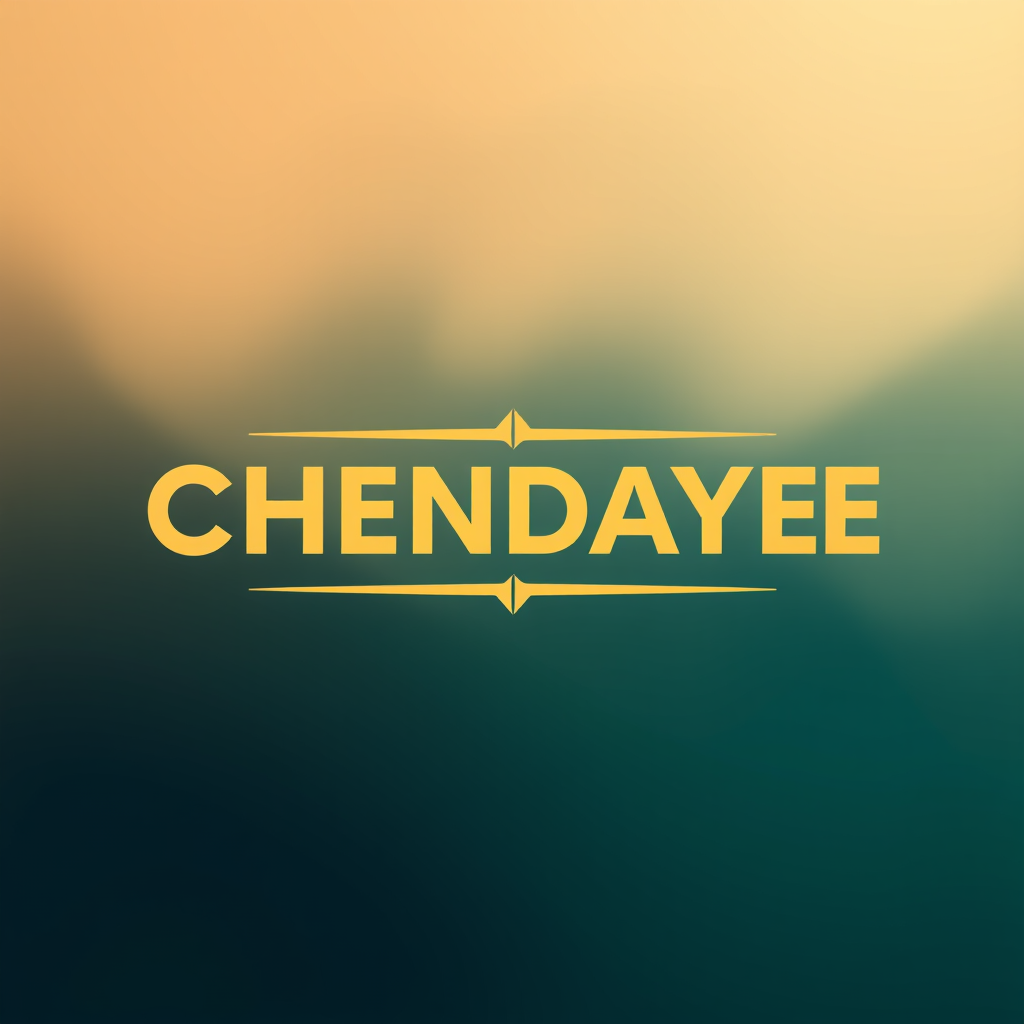 A gradient background with warm orange blending into deep teal, featuring the word 'CHENDAYEE' in bold yellow letters centered.