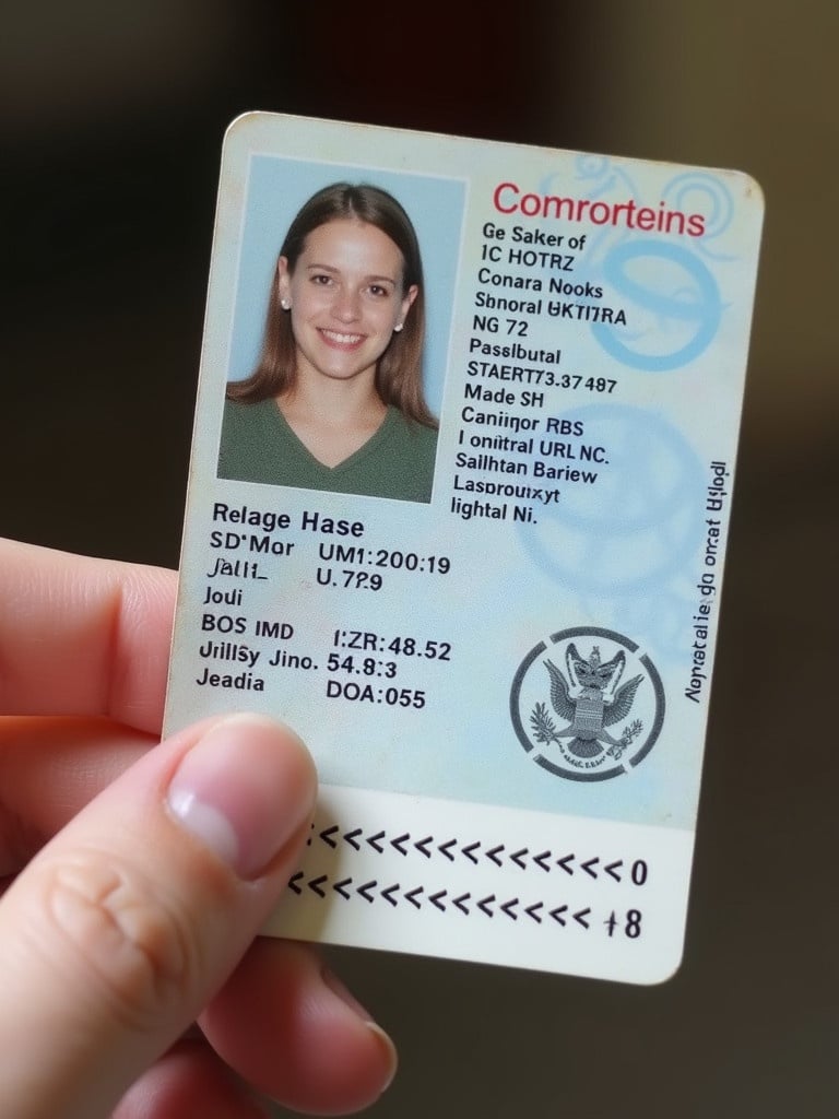 Passport identification card shown in hand. The card displays details for identity verification and travel purposes. The card has a recognizable design with a photo and personal information.