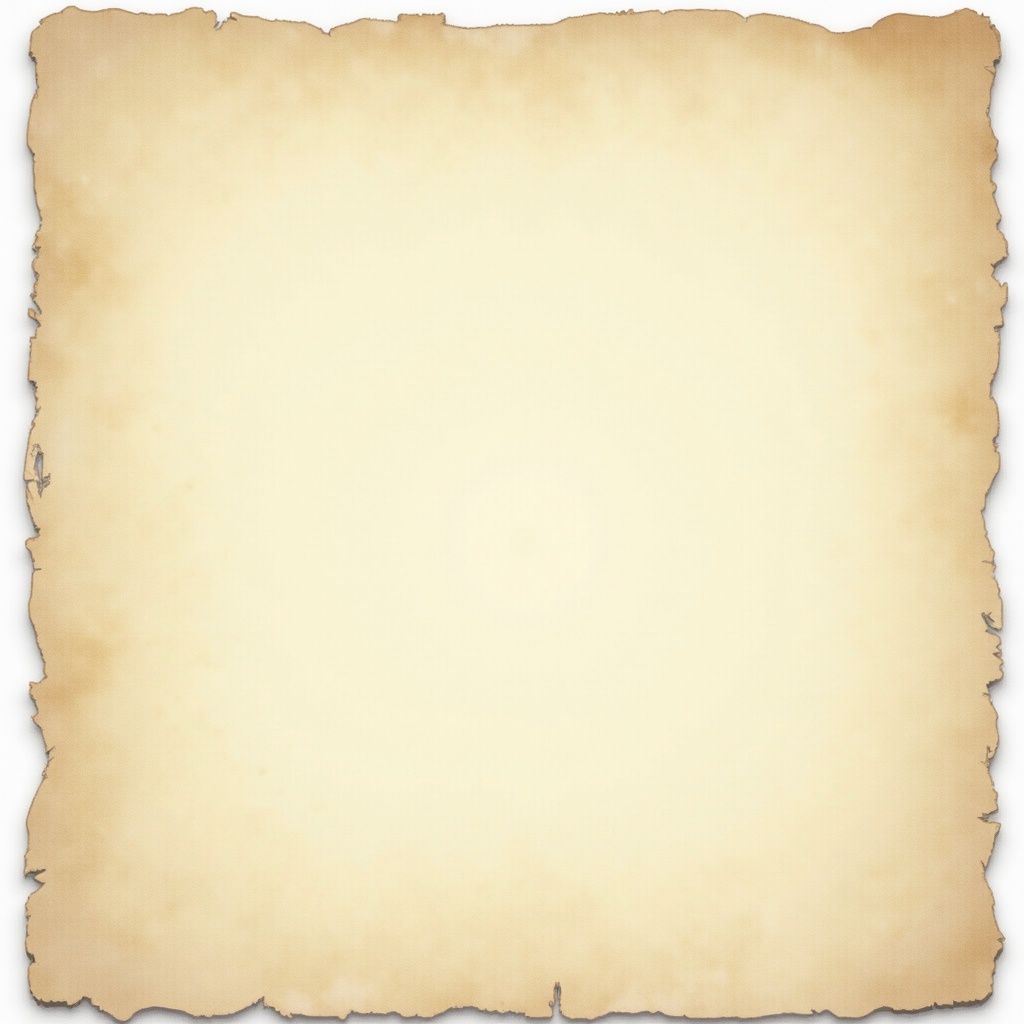 The image showcases a blank, textured, aged parchment with irregular edges. It features soft, warm tones of beige and cream, giving it an antique appearance. The surface has subtle variations in texture that evoke a sense of history and craftsmanship. The lighting is soft, creating a gentle backdrop that is visually appealing. This parchment can be used for various creative projects, including stationery and graphic design backgrounds.