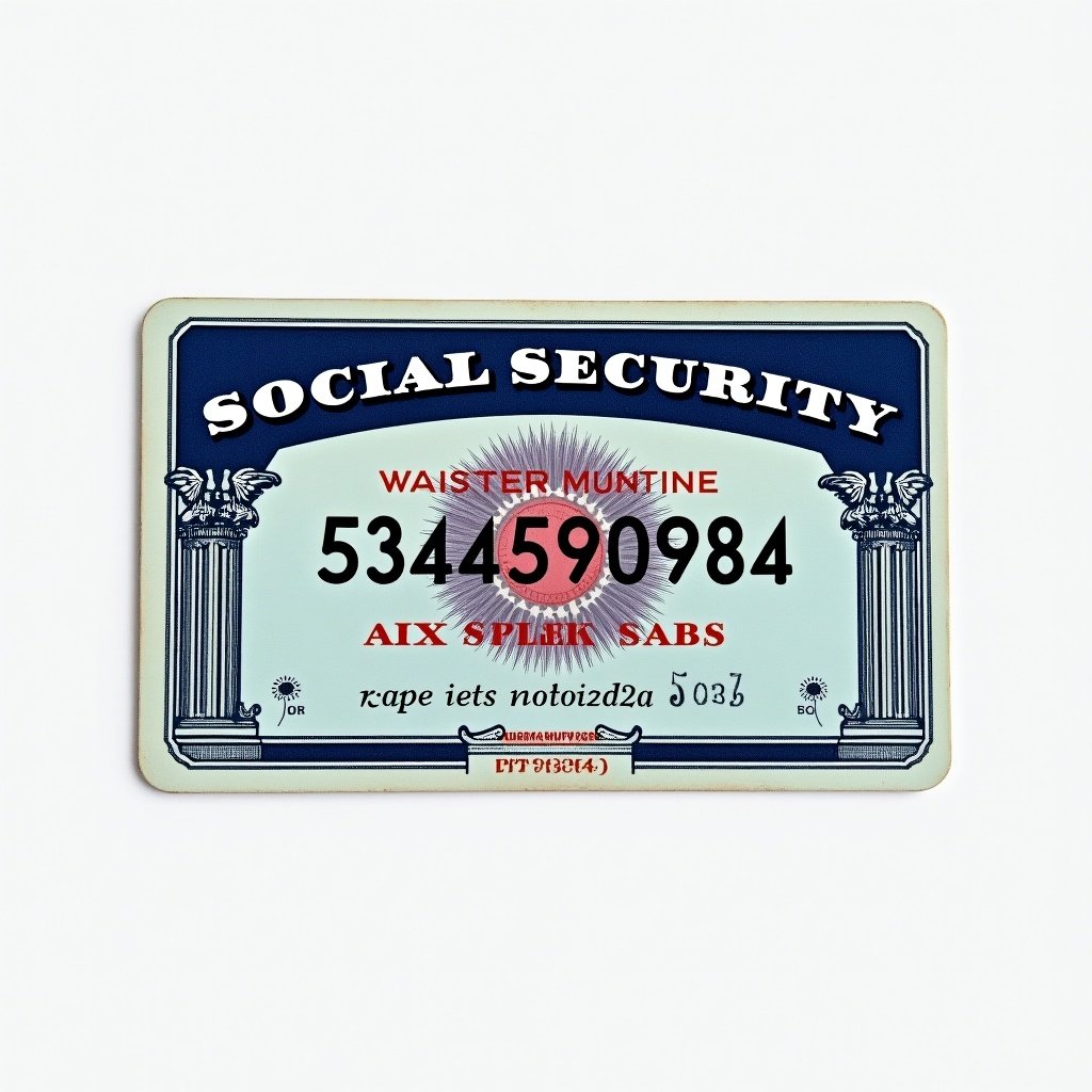 Generic Social Security card displaying the number 530490984. Features color design with blue and white elements. Card layout includes typical identifiers and formatting for identity verification.