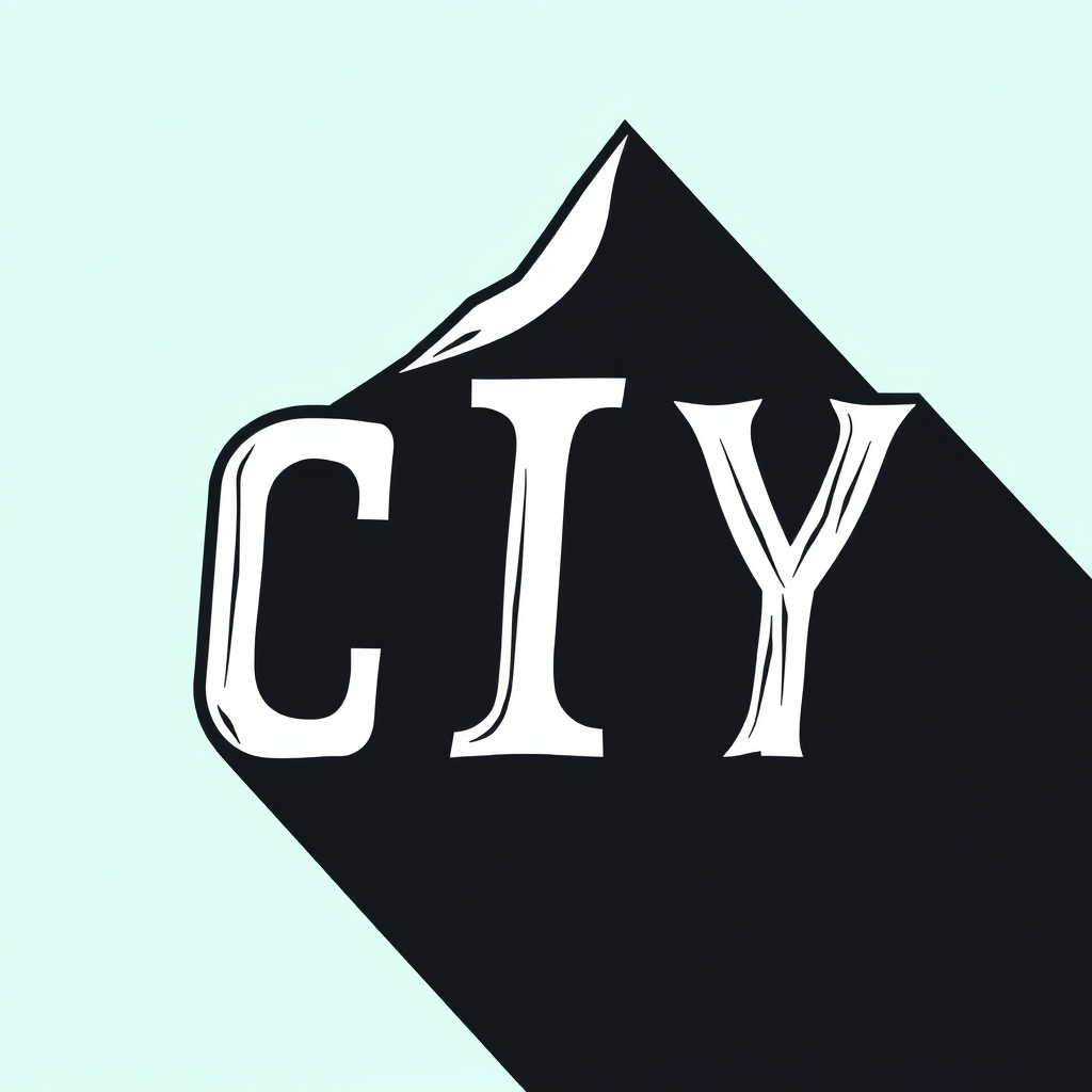 The image features the acronym 'CIY' prominently displayed in a stylized font. The letters are white with a subtle texture, appearing as if they have been slightly etched or unevenly painted onto a surface. These letters are set against a light blue background. Behind the letters, there is a large, dark shadow cast to the right, giving the appearance of depth and dimension. The shadow is crisp with defined edges, adding an element of contrast to the image. The overall design is modern and clean, emphasizing the play between light and shadow.