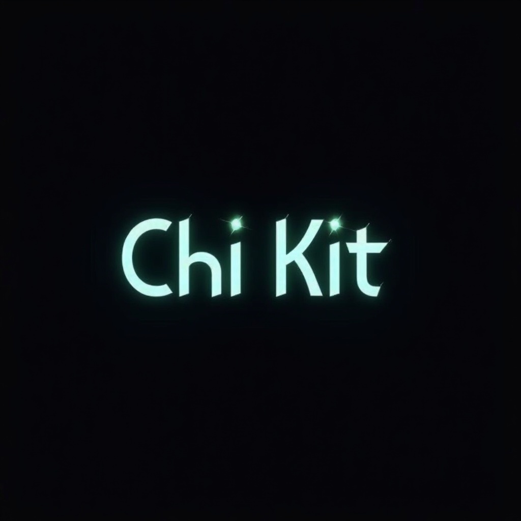 Sleek modern text-based logo design featuring Chi Kit. Typography is bold and minimal. Subtle letter customization included. Background is deep black or dark gray. Glowing neon blue cyber green or sleek white text creates an elegant professional feel.