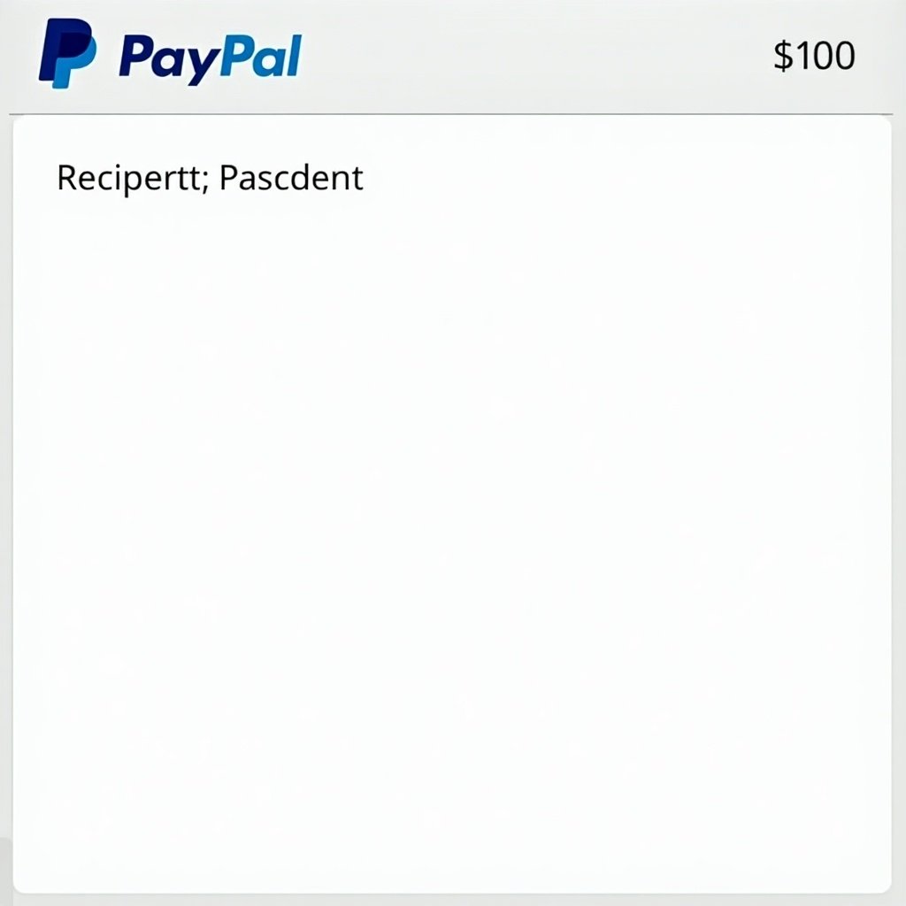 Digital screenshot representation of a PayPal payment of $100. PayPal logo displayed. Recipient visible.