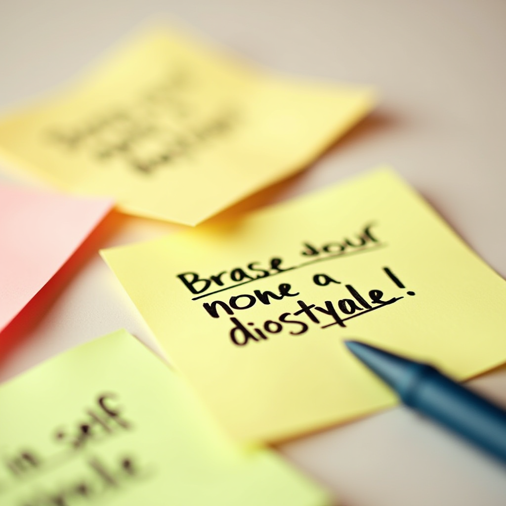 A collection of colorful sticky notes with handwritten inspirational messages.