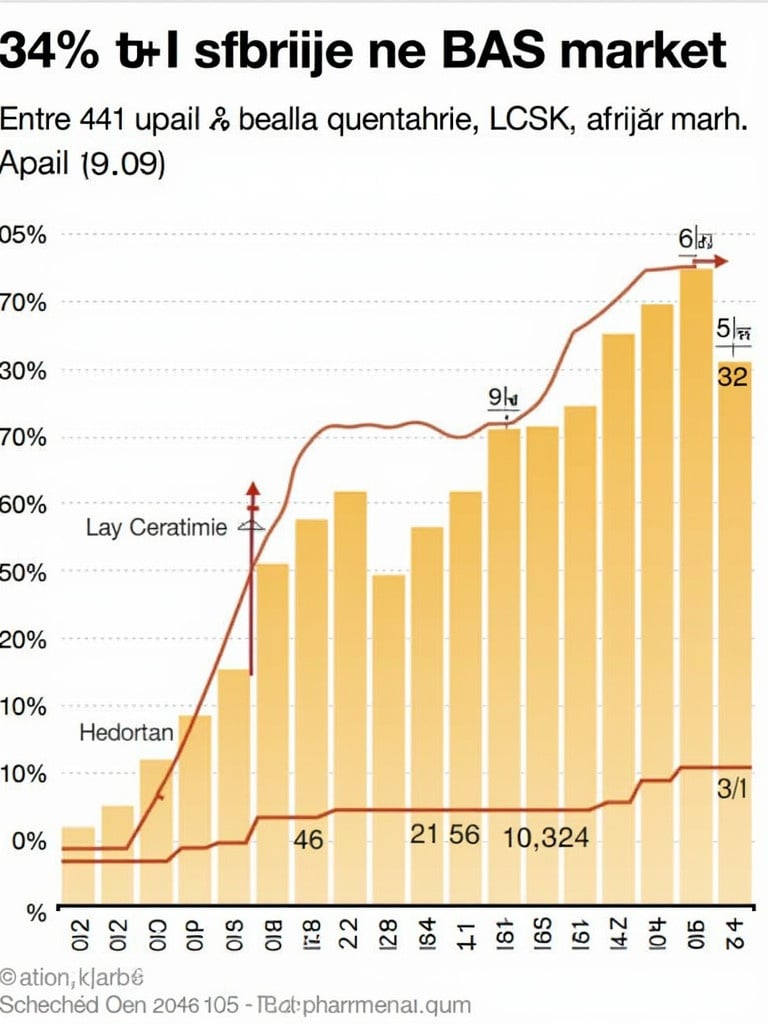 Bar chart showing discounts at BAS market. 34% discount highlighted. Various percentages displayed from different time periods. Data presented clearly. Relevant to retail market trends.