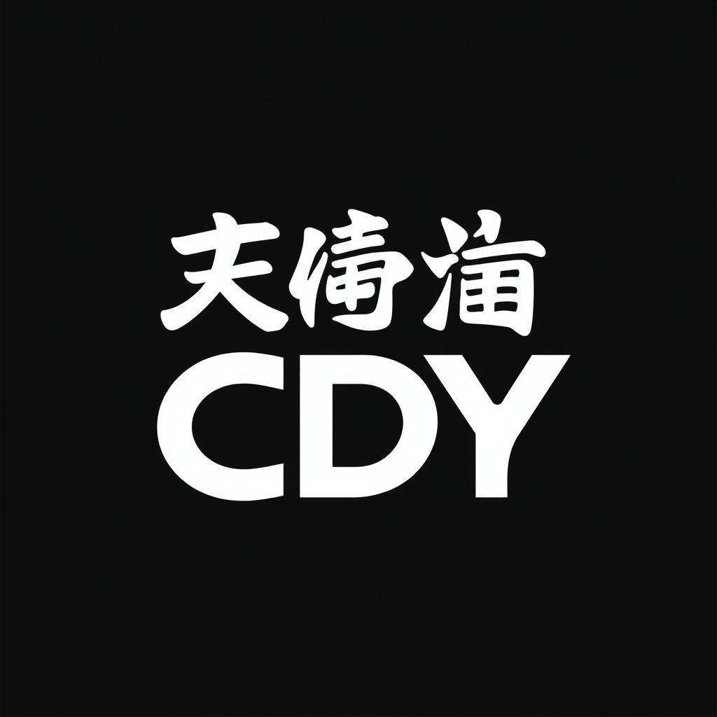 White Chinese characters and 'CDY' text on a black background.