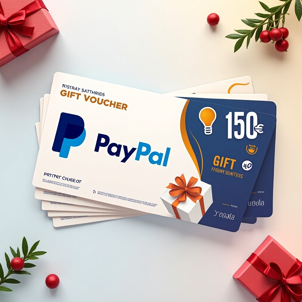 150 euro PayPal gift voucher with decorative elements