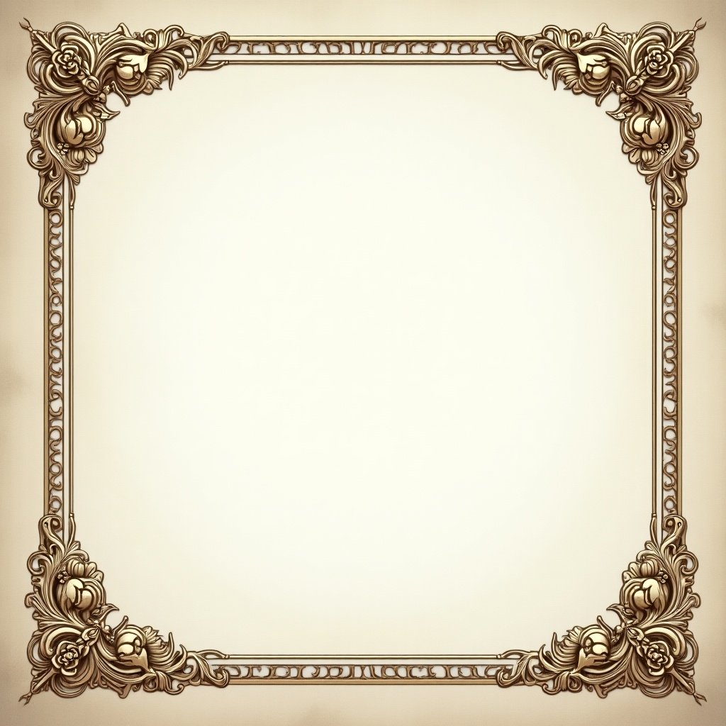 Card frame design with an ornate floral border. Blank center for customization. Suitable for various occasions.